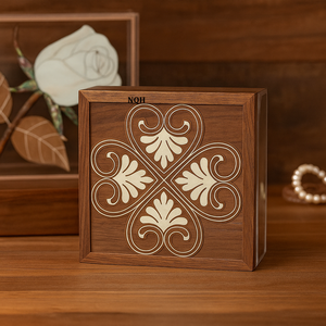 New Quality Handicraft Luxury Arabic Acacia Wood Acrylic Box Engraved <b>Islamic</b> Design Lid-Premium Ramadan <b>Gift</b> Storage Case for - Product Image 5