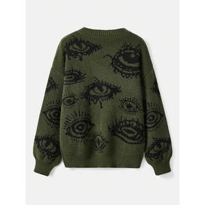 Meilleure qualité personnalisée en usine col rond hiver chaud hommes pull design respirant pull en mohair pull en tricot jacquard floue - Product Image 2