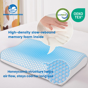 Nhà máy trực tiếp Ergonomic làm mát cổ gối chậm phục hồi bộ nhớ bọt với TPE tổ ong Gel hàng đầu làm giảm đau cổ - Product Image 3