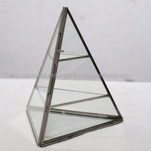 Boîtes à bijoux en verre tressé, boîte à bijoux en forme de pyramide, coffret décoratif en verre - Product Image 1