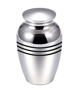 Argent Belle Petite Mini Urne Souvenir pour Cendres Humaines ou Animales Lot de 4 Mini Urnes Funéraires en Métal Dur (4Pcs Stripe urne) - Product Image 1