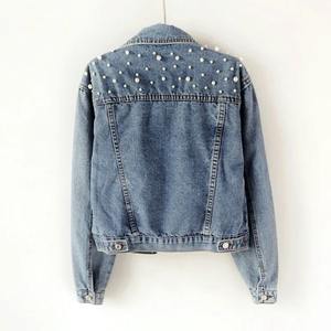 Veste personnalisée en coton biologique pour femme Veste en jean à capuche au design délavé Veste en jean à imprimé de pierres de première qualité - Product Image 5