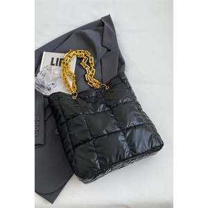 Bolso de Hombro Impermeable para Mujer, de PU y Poliéster, con Cadena, Cierre de Cremallera, para Otoño/Invierno/Primavera/Verano, Portátil, con Diamantes y Perlas - Product Image 1