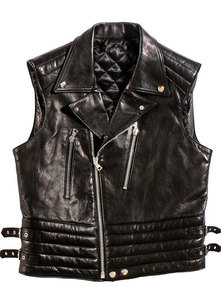 2024 classique hommes en cuir véritable Biker gilet élégant sans manches respirant coupe-vent hiver moto veste - Product Image 4
