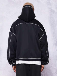 เสื้อมีฮู้ดโอเวอร์ไซส์ผ้าคอตตอน100% โลโก้ตามสั่งเสื้อผ้าแนวสตรีทแต่งซิปสำหรับฤดูหนาว - Product Image 1