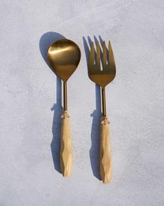 Ensemble de serveurs à salade en acier inoxydable artistique, poignée design, ustensiles de service décoratifs - Product Image 6