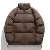 New Style Men's <b>Plain</b> Dyed <b>Canvas</b> Casual Puffer Jacket Zipper Front Thermal Lining Windproof Breathable Heated Stand Collar - Product Image 2
