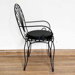 Silla de Café de Diseño Tradicional para Exteriores, Estructura de Hierro Decorativa con Recubrimiento en Polvo, para Dormitorio, Almacén, Muebles de Exterior Hechos de Madera y PE - Product Image 4