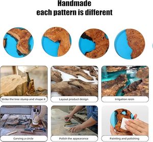 High Gloss Wooden Resin Bohemian Style Eco-Friendly Handcrafted <b>Drink</b> <b>Coaster</b> for Coffee Tea Beverage Serving Wholesale Price - Product Image 5