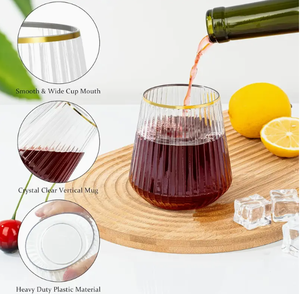 Bicchiere in Plastica Personalizzabile <span class=keywords><strong>da</strong></span> 12oz <span class=keywords><strong>con</strong></span> Bordo Dorato Senza Stelo per Bar, Caffè, Frappè e Attività Commerciali - Product Image 5