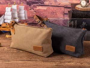 Bolsa de cosméticos de lona de tamaño mediano, estilo vintage, cierre con cremallera, organizador de viaje duradero para hombres y mujeres - Product Image 6