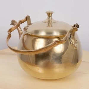 Vintage Brass <b>Kettle</b> Brass Tea <b>Kettle</b> simple design om the sides Vintage solid brass - Product Image 1