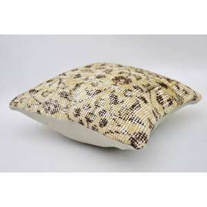 หมอนผ้าแคนธาสีเบจ12X12นิ้วพร้อมเทคนิคการถักขนแกะพิมพ์ลายเสือดาววินเทจ - Product Image 5