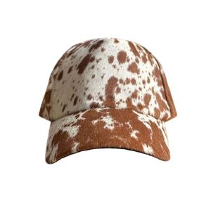 Soft Feel Cowhide Leather Baseball <b>Cap</b> - Genuine Fur Animal Pattern Hat - Adjustable Strapback - Natural Leather Finish - Product Image 2