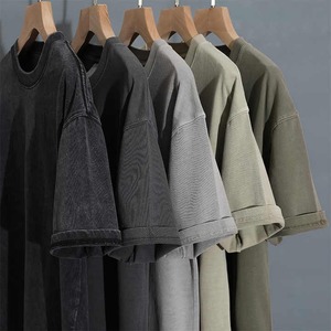 Talla EE. UU. 280 GSM 100% Algodón Oversize Tallas grandes Impresión personalizada Venta al por mayor Camiseta en blanco para hombres Boxy Style Street Wear Dyed Acid - Product Image 4