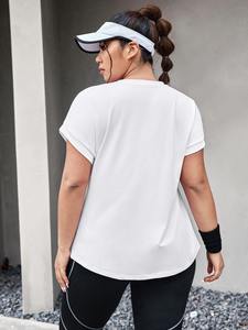 T-Shirt en coton et Polyester de qualité supérieure pour femme, haut blanc respirant pour l'entraînement physique - Product Image 2