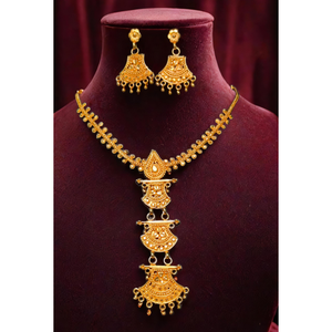 Conjunto de pendientes de collar de estilo indio con chapado en oro de 22K hecho a mano para mujer, conjunto de pendientes de collar, joyería - Product Image 1