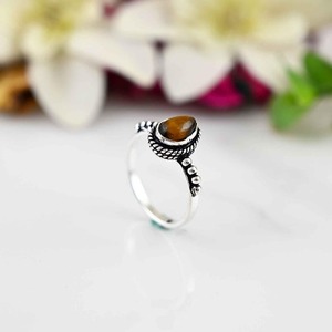 Anillo de Plata de Ley 925 Estilo Boho con Piedra de Ojo de Tigre, Joyería Hecha a Mano, Anillo de Plata para Mujer, Regalo de Boda para Ella - Product Image 3