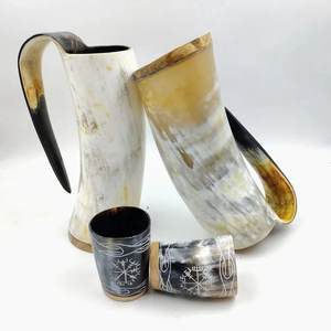 แก้วน้ำทำจากเขาควายคุณภาพพรีเมียม สำหรับเครื่องดื่มแบบดั้งเดิม แก้วน้ำแท้จากเขาควาย สำหรับธีมยุคกลางและไวกิ้ง - Product Image 1