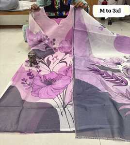 Belle collection de soie Chanderi la plus tendance avec impression numérique Kurti et Dupatta au prix de gros - Product Image 4