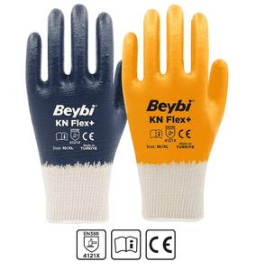 KNFLEX+ Industrial Heavy Duty Safety Nitrile Coated Waterproof <b>Fire</b> Proof Abrasion-Resistant Yellow Protective Gloves for - Product Image 5