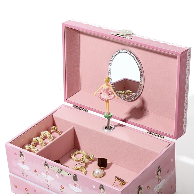 صندوق الموسيقى WEIMEI صندوق منظم المجوهرات صندوق تخزين القلادات صندوق موسيقى هدية البنات الأطفال