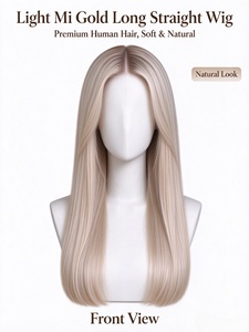 Peluca de Cabello Humano Largo y Liso de Lujo en Rubio Claro para Mujer - Product Image 3
