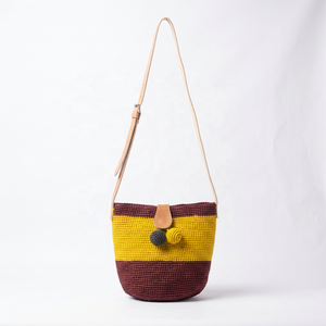 Color Block Polyester <b>Raffia</b> Tote <b>Bag</b> Scalloped Rim Tassel Fashion Bohemian Striped Pattern Beach Travel Daily Use Buckle Strap - Product Image 4