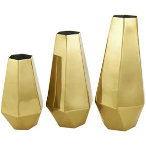 Geometric Gold <b>Vase</b> Set Glossy Metallic Decorative Flower <b>Vases</b> <b>for</b> Home Hotel Restaurant Table Wholesale - Product Image 4