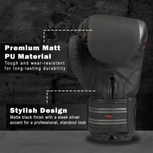 Guantes de boxeo Premium de PU mate para entrenamiento de combate, boxeo, kickboxing, gimnasio, Muay Thai con espuma moldeada por inyección - Product Image 3