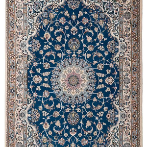 Alfombra de Lujo Persa Nain 9La Anudada a Mano, de Lana y Seda - Product Image 1