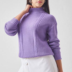 Sweat-shirt d'hiver à col montant pour femme en polyester/spandex, polaire léger, style épaules tombantes, impression de logo personnalisée, service OEM - Product Image 5