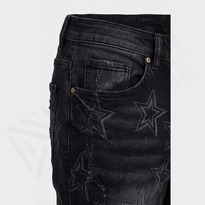 Wholesale Fashion Vintage High Quality <b>Men</b> <b>Jean</b> Fitted Ripped Raw Hem Stacked <b>Flare</b> Denim <b>Jeans</b> Wholesale Customized Color - Product Image 5