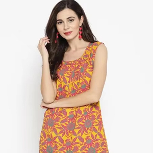 ชุดเดรสผ้าฝ้ายแขนกุดพิมพ์ลายดอกไม้โบฮีเมียนของผู้หญิงชุดเดินชายหาดสั้นอินเทรนด์สำหรับท่องเที่ยวและฮันนีมูน - Product Image 1