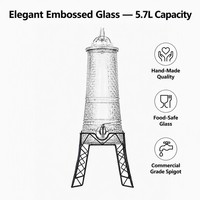 Distributeur de jus en verre Tour Eiffel en gros pour fêtes avec support métallique, grand distributeur de boissons commercial avec robinet pour buffet