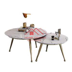 Mesas de centro con tapa de mármol rectangular de lujo moderno de último diseño, Base pulida dorada Simple para sala de estar de Hotel - Product Image 6