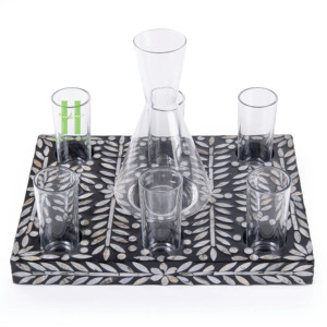 Soporte para vasos de cristal de fregona de diseño tradicional, Material de bambú con Incrustaciones de nácar para regalos y decoraciones de Ramadán Eid - Product Image 1