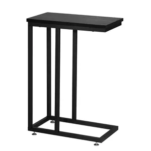Multi-function Black C-Shaped Metal End Snack Side Table for Sofa Couch Bedroom Living room