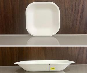 จานแบบใช้แล้วทิ้งคุณภาพระดับพรีเมี่ยมทำจากชานอ้อย100% แผ่นปลอดภัยสำหรับไมโครเวฟในขนาดต่างๆรูปทรงกลมและสี่เหลี่ยม - Product Image 3