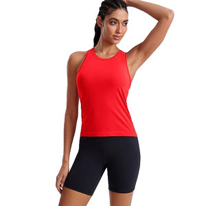Camiseta deportiva sin mangas de algodón y spandex para mujer, transpirable y elástica, para gimnasio y entrenamiento. - Product Image 1