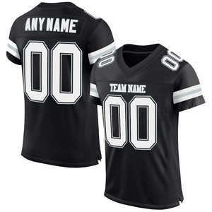 Custom Designer Quick Dry <b>Black</b> <b>White</b> Team American <b>Football</b> Wear Uniform Youth American Throwback <b>Football</b> Jersey - Product Image 1