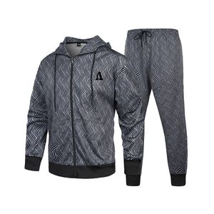 Conjunto de chándal estampado sublimado de dos piezas de alta calidad para hombre, chándales de entrenamiento con cremallera a la moda de invierno - Product Image 1