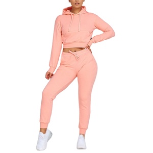 Conjunto de 2 piezas con hombros caídos para mujer, pantalones para correr, sudadera con pantalones de chándal, sudaderas con capucha en blanco, sudadera de algodón de gran tamaño, conjuntos para correr - Product Image 5