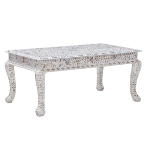 Intricate Floral Designs Exquisite Handcrafted Mother of Pearl Inlay Coffee <b>Table</b> with Elegant Finish Modern Home Furniture - Product Image 3