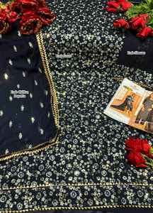 ชุดสูทผู้หญิงพิมพ์ลาย Gorgette Salwar,ชุดสูทผ้าฝ้าย Kurta และ Nazmeen ชุดสูท Dupatta จากอินเดีย - Product Image 2