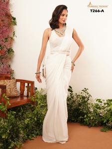 Nouvelle dernière Collection belle tenue occasionnelle Pure Georgette Saree Blouse avec broderie lourde travail Top qualité femme mode - Product Image 6