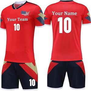 Maillot de football personnalisé pour hommes, femmes, uniformes de football personnalisés pour enfants/adultes avec nom, numéro, logo d'équipe - Product Image 1