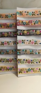 Lujoso encaje bordado floral colorido para ropa nupcial y decoración del hogar elegantes diseños intrincados para bodas y accesorios - Product Image 5