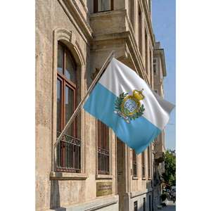 San Marino Wall-Mounted Telescopic Flagpole <b>Set</b> with Digital Printed Polyester Banners - Product Image 2