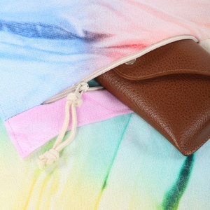 Joy Tie Dye Transformer Bag Custom <b>Beach</b> <b>Towel</b> With Zipper <b>Pocket</b> Sand Free Bath <b>Towel</b> Logo Customized Print 100% Cotton Rainbow - Product Image 4